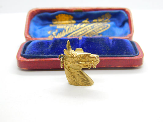 9ct Yellow Gold Horse Head Form Charm or Pendant 1973 Birmingham Vintage