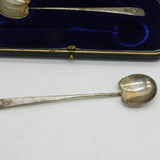 Boxed Edwardian Pair of Sterling Silver Ice Cream Spoons Antique 1906 Sheffield