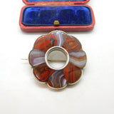 Victorian Scottish Sterling Silver & Agate Floral Kilt Brooch Antique c1850