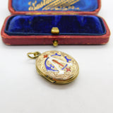 Victorian 9ct Gold & Enamel Back & Front Monogram CIA Locket Antique c1890