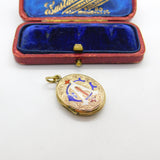 Victorian 9ct Gold & Enamel Back & Front Monogram CIA Locket Antique c1890