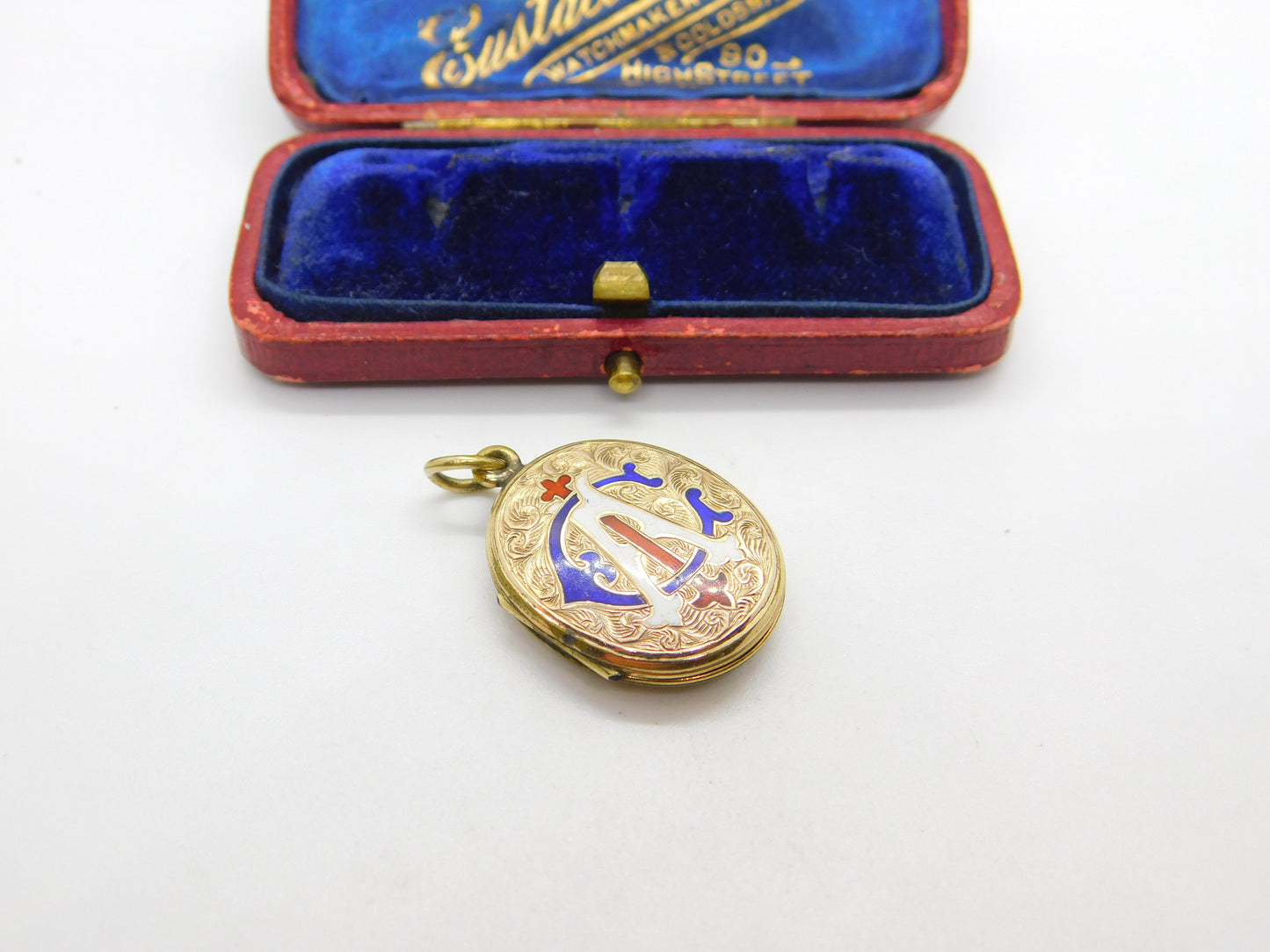 Victorian 9ct Gold & Enamel Back & Front Monogram CIA Locket Antique c1890