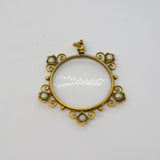 Edwardian 9ct Yellow Gold & Pearl Set Floral Portrait Locket Pendant Antique c1910