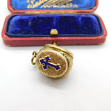 Victorian 9ct Gold Cased & Enamel Three Section Mourning Locket Antique c1880 Kitemark