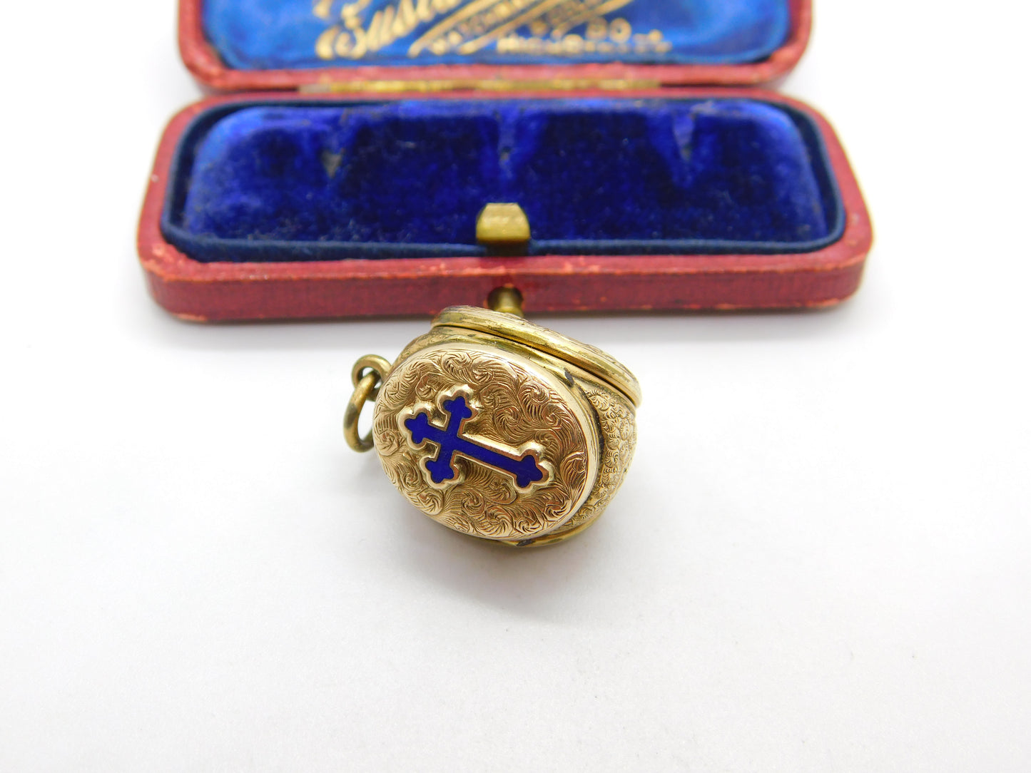 Victorian 9ct Gold Cased & Enamel Three Section Mourning Locket Antique c1880 Kitemark