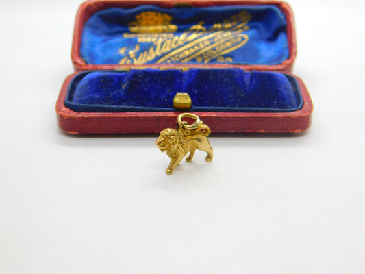 9ct Yellow Gold Lion or Leo Zodiac Charm Pendant 1960 Birmingham Vintage