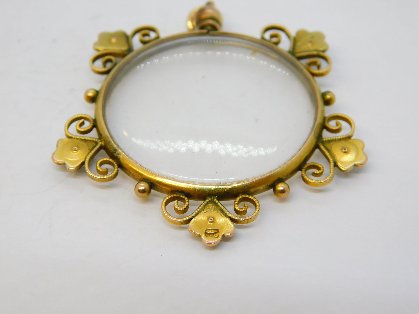 Edwardian 9ct Yellow Gold & Pearl Set Floral Portrait Locket Pendant Antique c1910