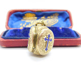 Victorian 9ct Gold Cased & Enamel Three Section Mourning Locket Antique c1880 Kitemark