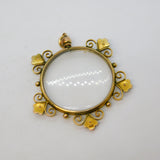 Edwardian 9ct Yellow Gold & Pearl Set Floral Portrait Locket Pendant Antique c1910