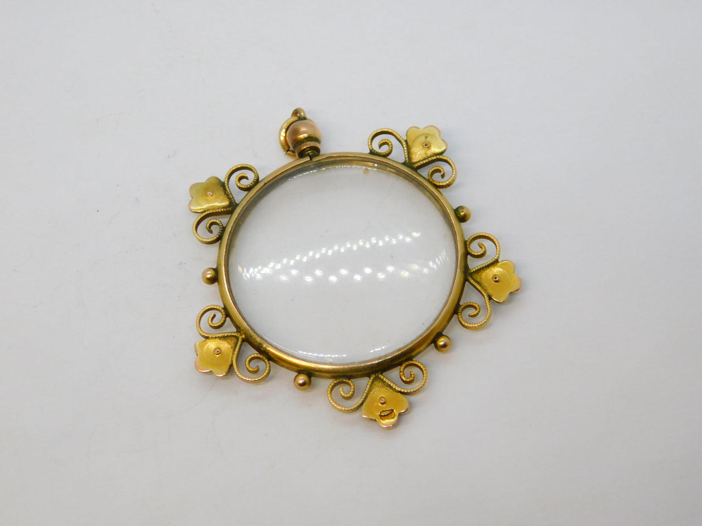 Edwardian 9ct Yellow Gold & Pearl Set Floral Portrait Locket Pendant Antique c1910