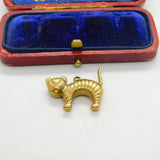 9ct Yellow Gold Startled Cat Kitten Charm Pendant Vintage c1970 Birmingham