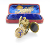 Victorian 9ct Gold Cased & Enamel Three Section Mourning Locket Antique c1880 Kitemark