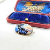 Norwegian Sterling Silver & Enamel Feeding Reindeer Brooch Antique c1920 Deco