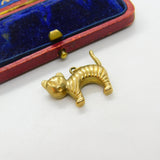 9ct Yellow Gold Startled Cat Kitten Charm Pendant Vintage c1970 Birmingham
