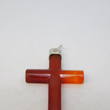 Victorian Sterling Silver Mounted Red Agate Cross Pendant Antique c1880