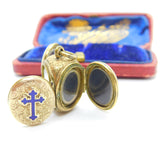 Victorian 9ct Gold Cased & Enamel Three Section Mourning Locket Antique c1880 Kitemark