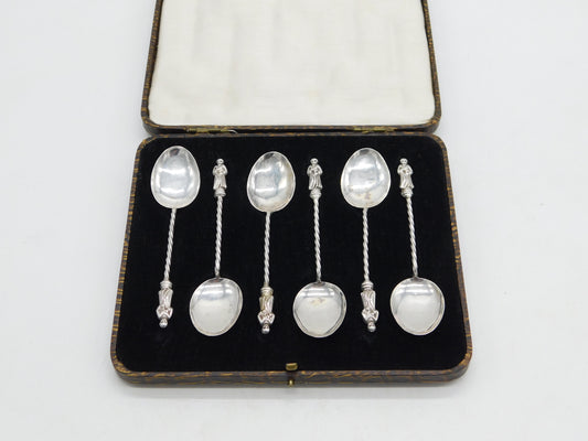 Edwardian Boxed Set of Sterling Silver Apostle Teaspoons Antique 1904 Birmingham