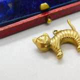 9ct Yellow Gold Startled Cat Kitten Charm Pendant Vintage c1970 Birmingham