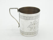 Victorian Sterling Silver Floral Pattern Christening Mug Antique 1898 Sheffield