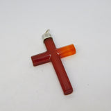 Victorian Sterling Silver Mounted Red Agate Cross Pendant Antique c1880