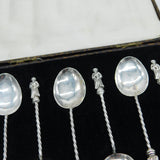 Edwardian Boxed Set of Sterling Silver Apostle Teaspoons Antique 1904 Birmingham