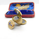 Victorian 9ct Gold Cased & Enamel Three Section Mourning Locket Antique c1880 Kitemark