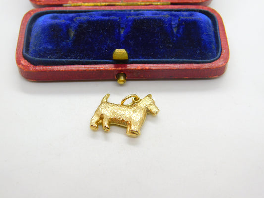 9ct Yellow Gold Westie Dog Charm Pendant Vintage 1969 Birmingham