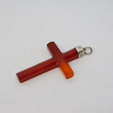 Victorian Sterling Silver Mounted Red Agate Cross Pendant Antique c1880