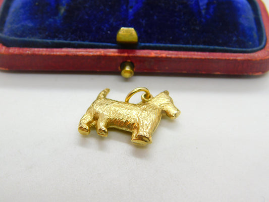 9ct Yellow Gold Westie Dog Charm Pendant Vintage 1969 Birmingham