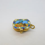 Egyptian Sterling Silver & Enamel Moses Basket Charm Antique c1920 Art Deco