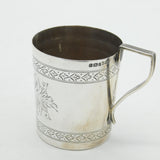 Victorian Sterling Silver Floral Pattern Christening Mug Antique 1898 Sheffield