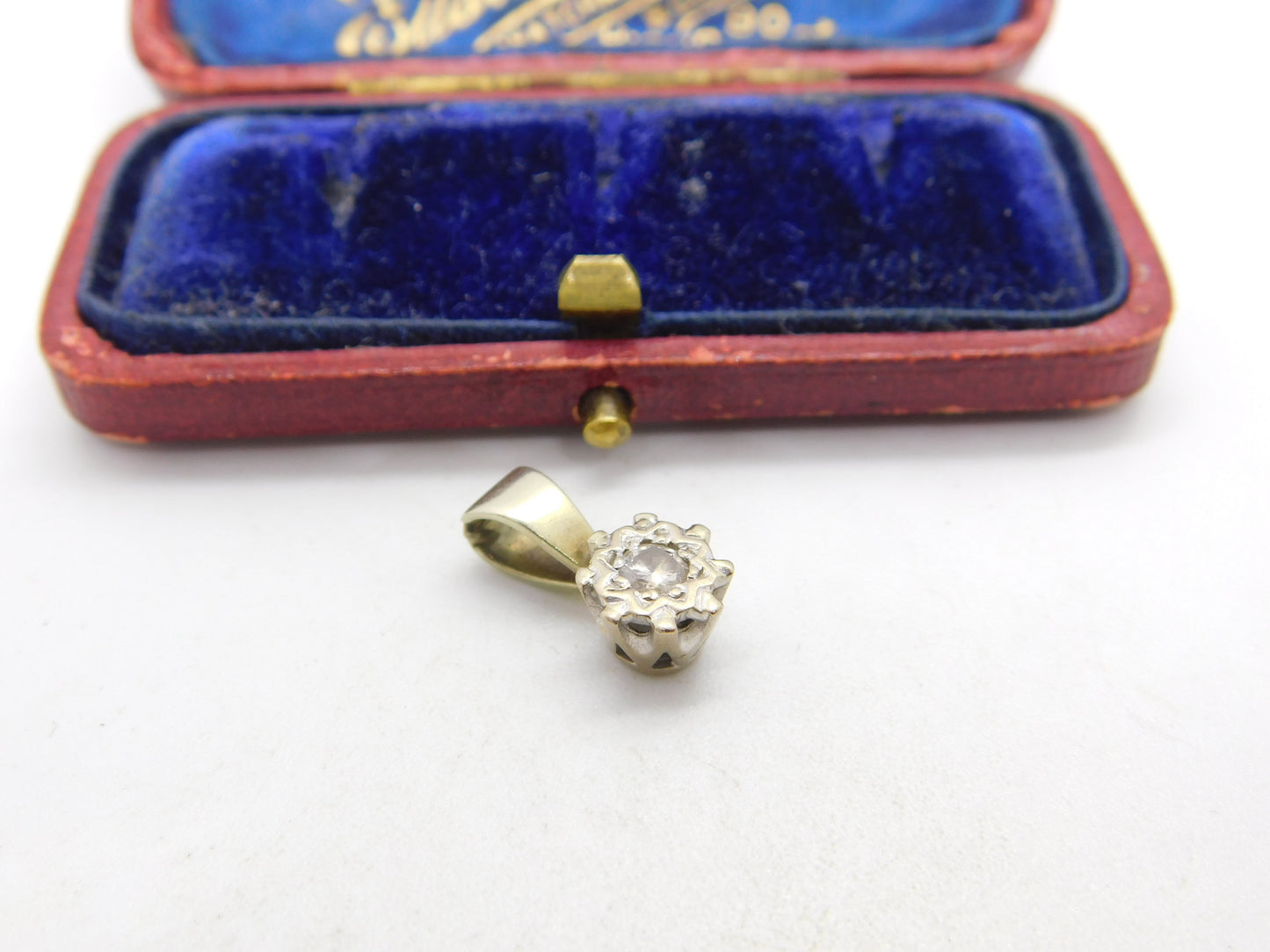 Victorian 9ct Gold & 0.2ct Princess Cut Set Diamond Drop Pendant c1900 Antique