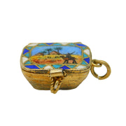 Egyptian Sterling Silver & Enamel Moses Basket Charm Antique c1920 Art Deco