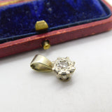 Victorian 9ct Gold & 0.2ct Princess Cut Set Diamond Drop Pendant c1900 Antique