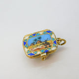 Egyptian Sterling Silver & Enamel Moses Basket Charm Antique c1920 Art Deco