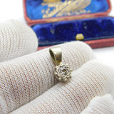 Victorian 9ct Gold & 0.2ct Princess Cut Set Diamond Drop Pendant c1900 Antique