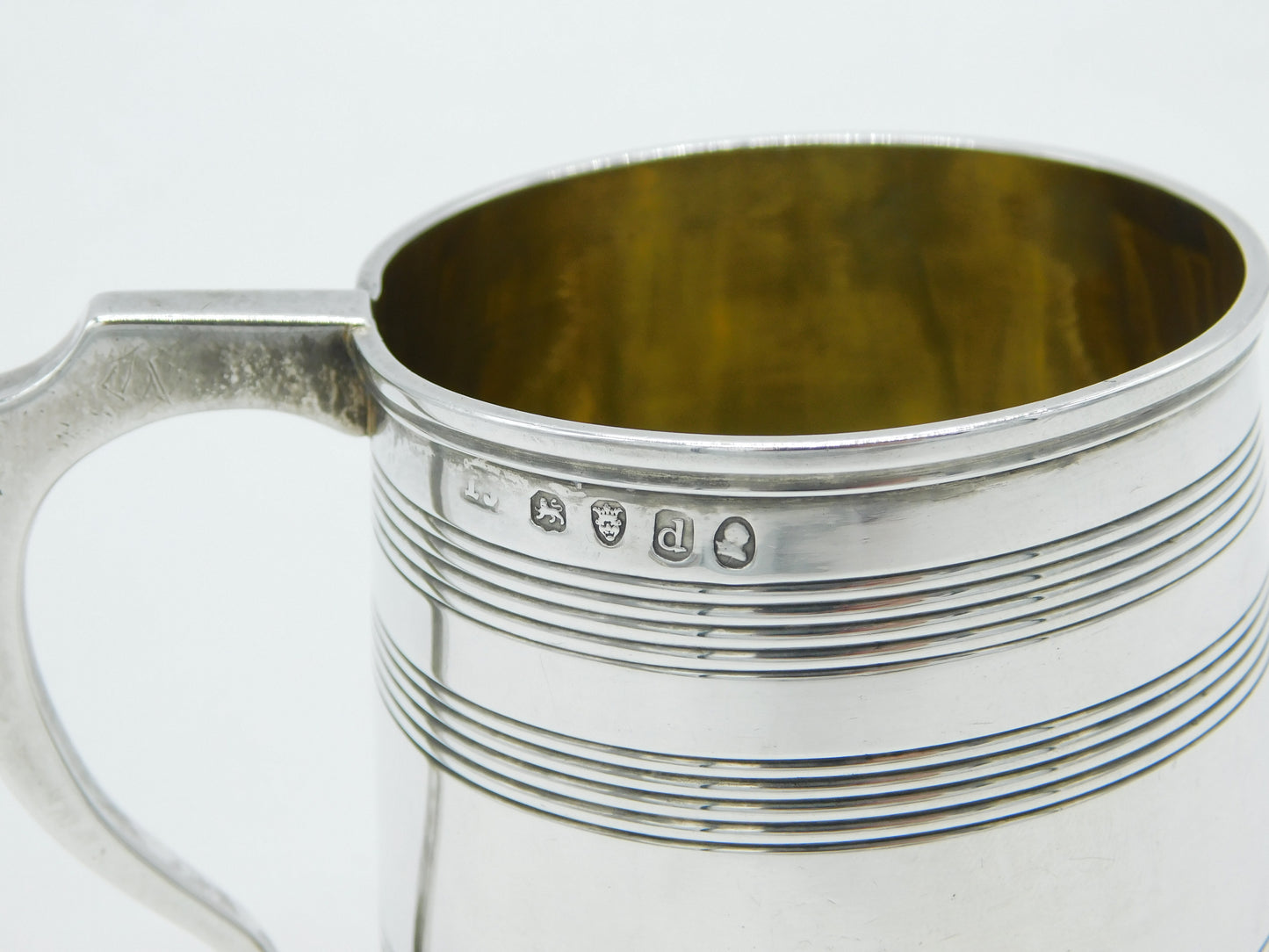 George III Sterling Silver Lined Pattern Christening Mug Antique 1779 London
