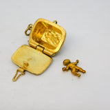 Egyptian Sterling Silver & Enamel Moses Basket Charm Antique c1920 Art Deco