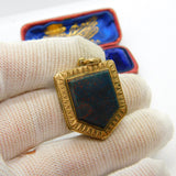 Victorian 9ct Back & Front Large Bloodstone Locket Pendant Antique c1860