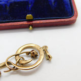 Edwardian 9ct Gold, Garnet & Seed Pearl Lavalier Drop Pendant Antique c1910