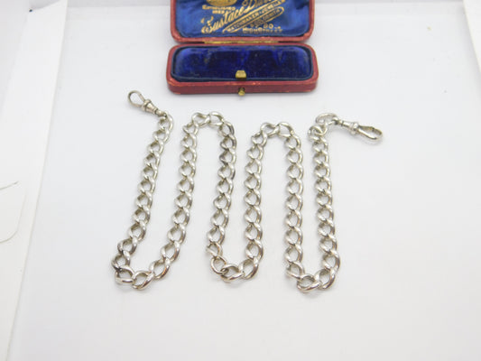 Victorian Sterling Silver Double Albert Watch Chain c1890 Antique 21" Length