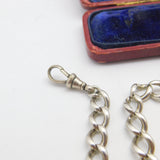 Victorian Sterling Silver Double Albert Watch Chain c1890 Antique 21" Length