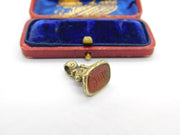 Victorian 9ct Gold & Carnelian Intaglio Initial Seal Fob Antique c1860
