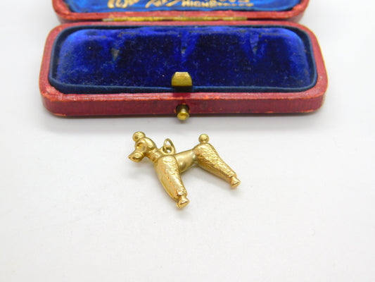 9ct Yellow Gold Proud Poodle Dog Charm or Pendant Vintage c1970