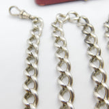Victorian Sterling Silver Double Albert Watch Chain c1890 Antique 21" Length
