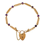 Antique 9ct Gold Amethyst Charm Bracelet