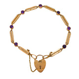 Antique 9ct Gold Amethyst Charm Bracelet