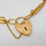 Edwardian 9ct Rose Gold & Amethyst Trombone Link Charm Bracelet Antique c1910