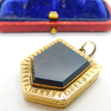 Victorian 9ct Back & Front Large Bloodstone Locket Pendant Antique c1860