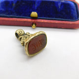 Victorian 9ct Gold & Carnelian Intaglio Initial Seal Fob Antique c1860